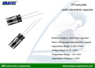 Condensatore elettrolitico radiale non-polare NP